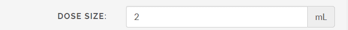 Calculator pre-set "Desired dosage size in ppm"